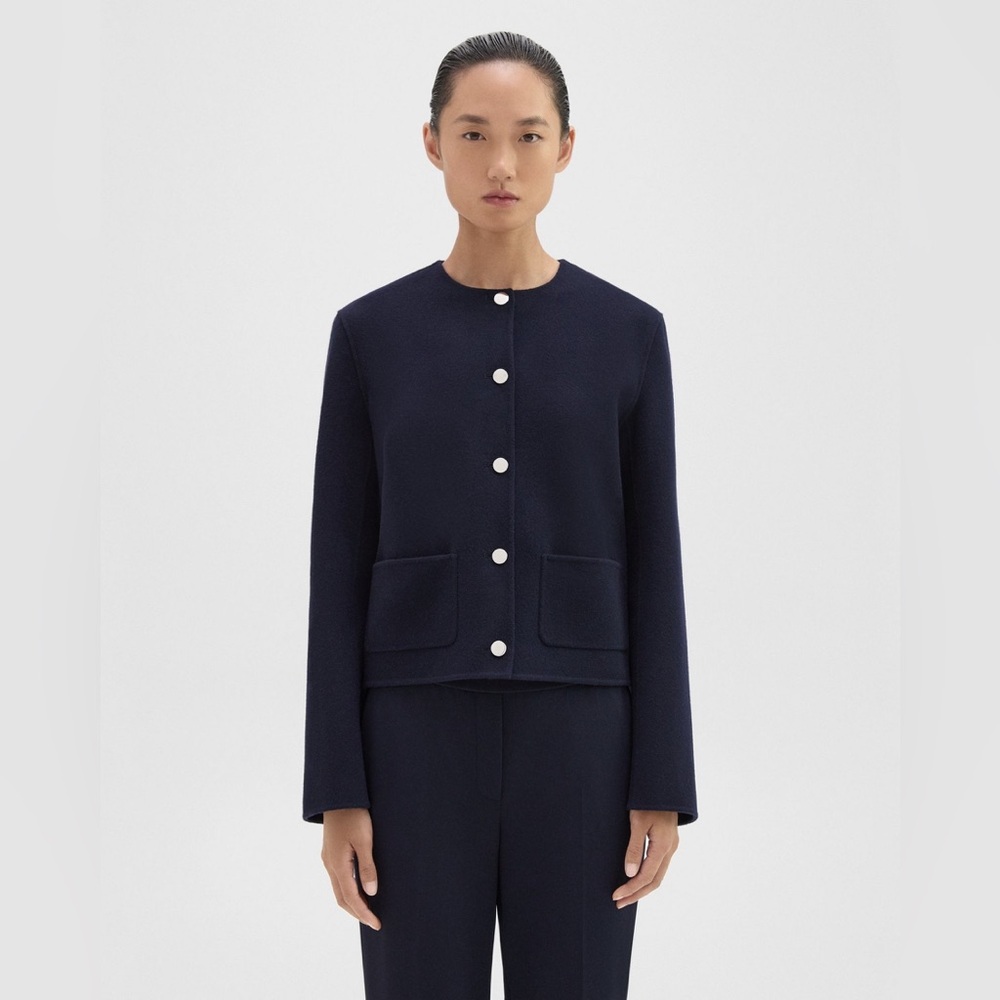 NWT $595 Theory Double-Face Wool-Cashmere Cropped Jacket